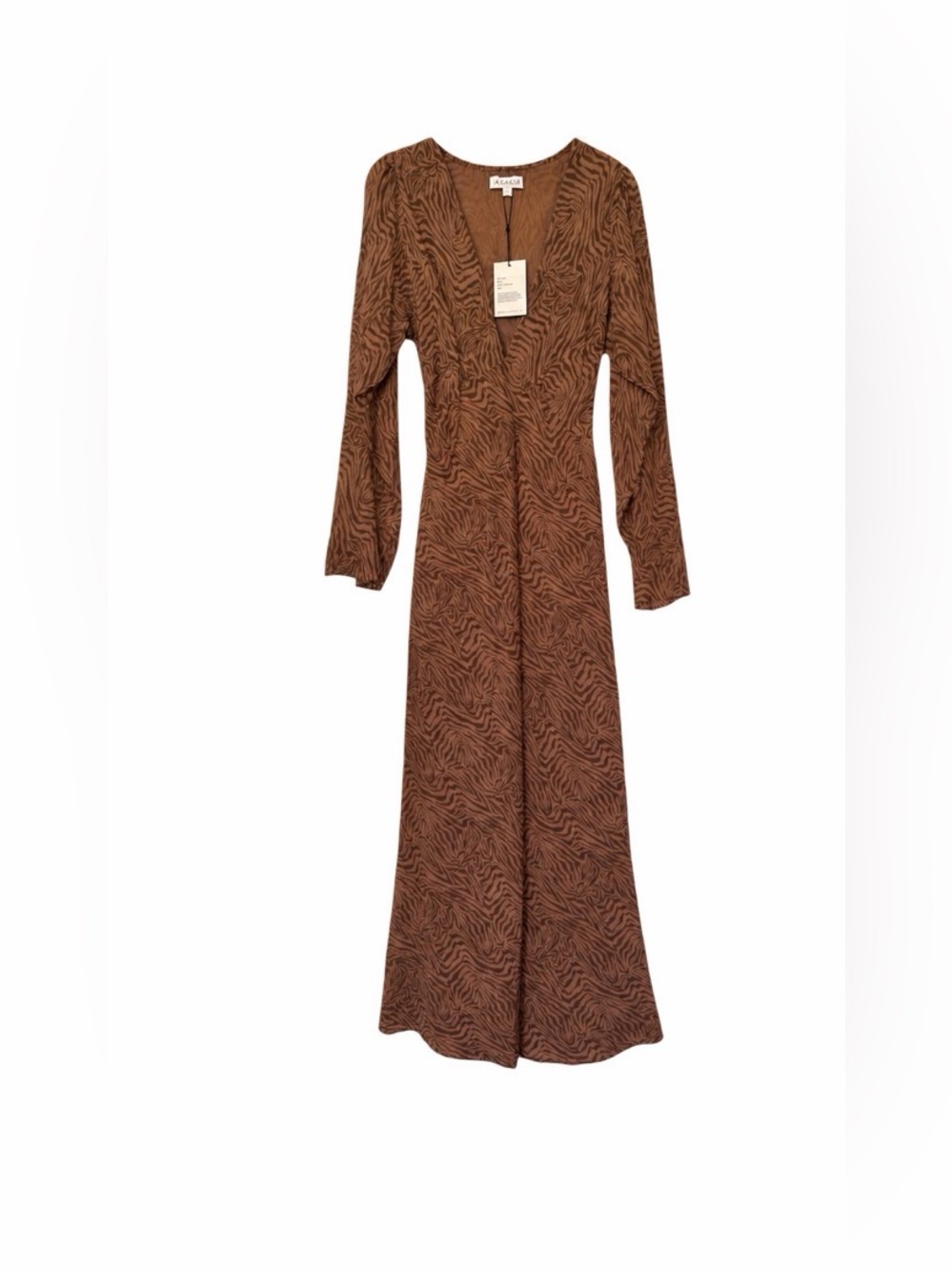 acacia swimwear Brown Long Sleeve Printed Maxi Dress